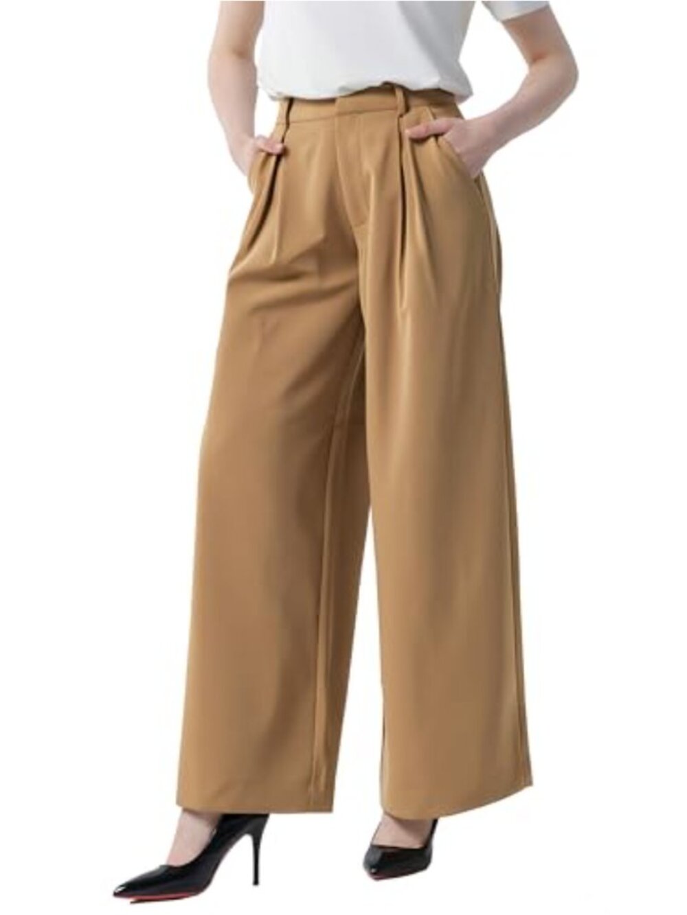 Tronjori Womens High Waist Wide Leg Palazzo Business Pants